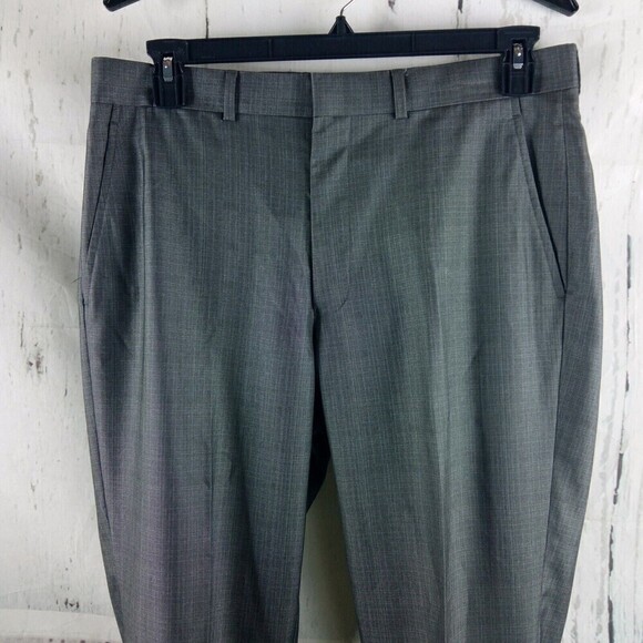 Billy London UK Gray Check Men's Dress Pants 34x33.5 Flat Front - Picture 2 of 9